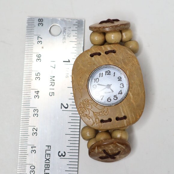 Natural Wood Watch Women’s Lightweight Sustainable Analog Quartz Boho - Picture 4 of 10